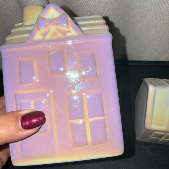 Iridescent ceramic Christmas houses target bullseye - Picture 3 of 4